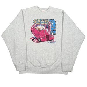 Vintage 1998 Street Rod Crewneck Sweatshirt Pink Hot Rod Kalamazoo MI Size Large